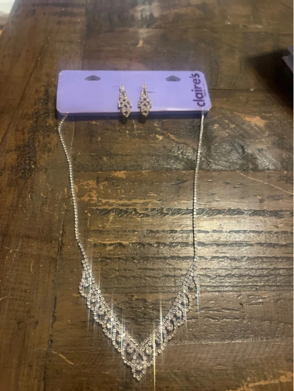 Prom & Evening Silver-Tone Rhinestone Jewelry Set - Discounted / Slanted Stone